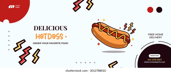 ilustración de banner hotdog, adecuada para su negocio, vector eps 10