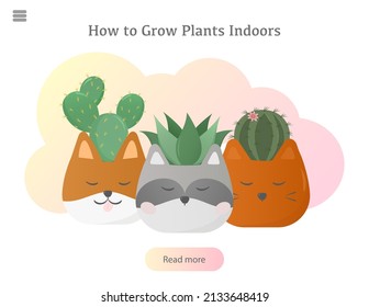 banner for houseplants store, gardening, plant lover. Vector illustration for articles, poster, banner, flyer, advertising 