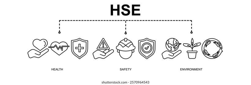  Banner of HSE vector illustration concept with 9 icons
