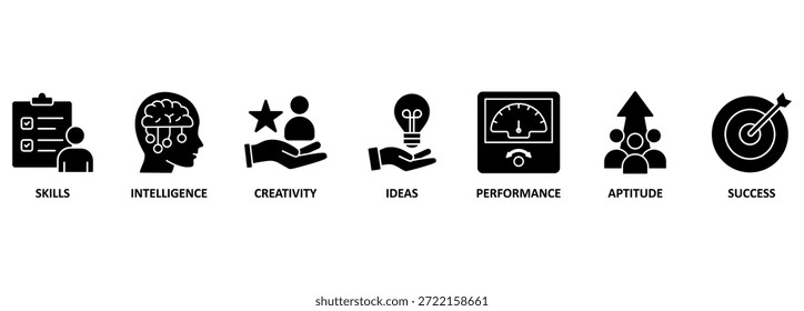 Banner human resource management, talent management and recruitment business vector illustration concept