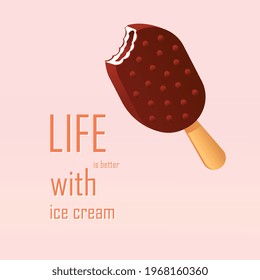 A banner with ice cream and inscriptions. An abstract figure. Cute hand-drawn vector illustration