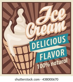 banner with the ice cream in retro style