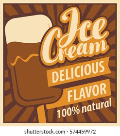 banner with the ice cream in retro style
