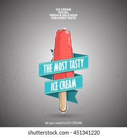 Banner with ice cream. Sketch style. Vector collection.