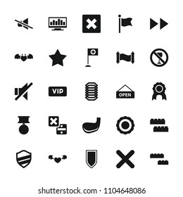 Banner icon. collection of 25 banner filled icons such as child building kit, star, cancel, medal, devil heart with wings, no sound. editable banner icons for web and mobile.