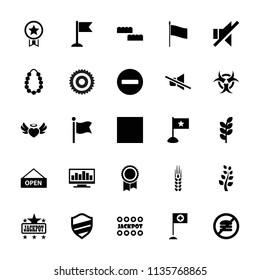 Banner icon. collection of 25 banner filled icons such as jackpot, building block, flag, heart angel wings, no sound, garland. editable banner icons for web and mobile.