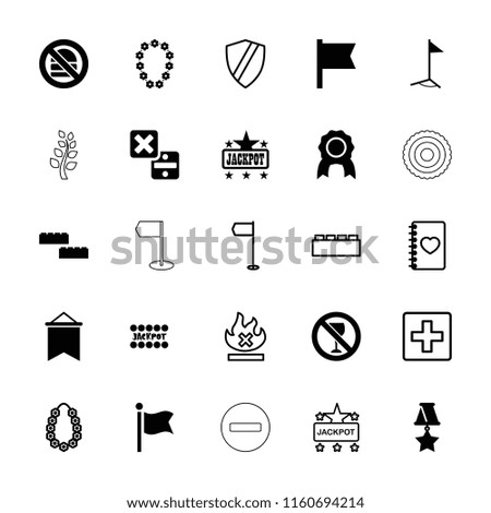 Banner icon. collection of 25 banner filled and outline icons such as jackpot, medal, building block, flag, plus, shield, no fire. editable banner icons for web and mobile.