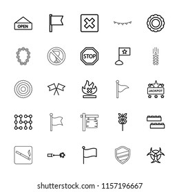 Banner icon. collection of 25 banner outline icons such as child building kit, jackpot, cancel, wheat, no fire, flag, award, stop. editable banner icons for web and mobile.