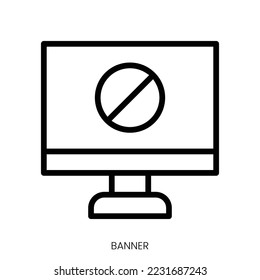 banner icon. Line Art Style Design Isolated On White Background