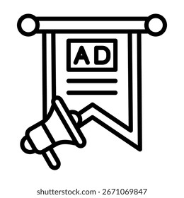 Ilustración vectorial de estilo de línea de icono de Anuncio