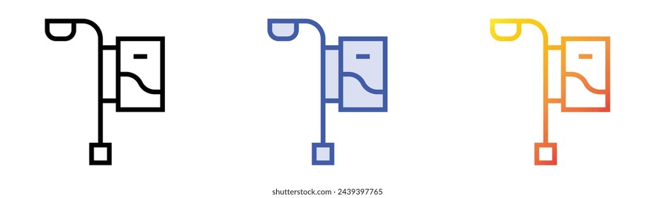 icono de pancarta. Diseño de estilo de relleno lineal, azul y degradado aislado sobre fondo blanco