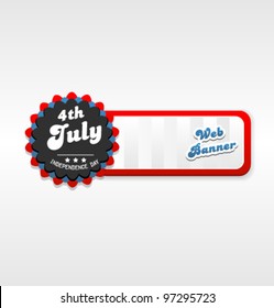banner, icon with ribbons dedicated July 4