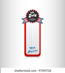 banner, icon with ribbons dedicated July 4