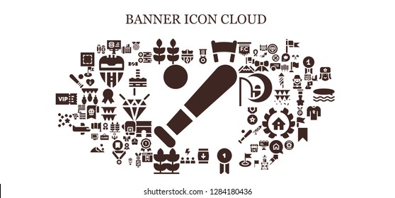  banner icon set. 93 filled banner icons. Simple modern icons about  - Baseball, Nantes, Billboard, Wheat, Medal, Banner, Badge, Motivation, Confetti, Fax, Surf, Candy shop, North pole