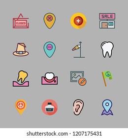 banner icon set. vector set about wind sign, health clinic, flag and witch icons set.