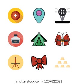 banner icon set. vector set about health clinic, hologram, ribbon and tent icons set.