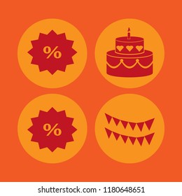banner icon. banner vector icons set cake, discount tag and party flags