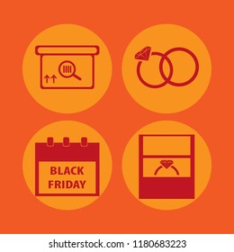 banner icon. banner vector icons set black friday calendar, wedding ring, wedding rings and square barcode box
