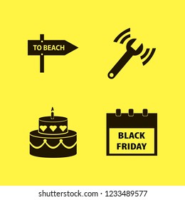 banner icon. banner vector icons set beach direction, black friday calendar, cake and diagnostycs wrench