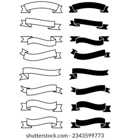 Banner icon vector set. Ribbon illustration sign collection. Label symbol. Decorative logo.