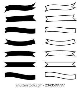 Banner-Symbol, Vektorset. Kollektion von Flachillustrationszeichen. Label-Symbol. Dekoratives Logo.