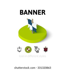 Banner icon, vector symbol in flat, outline and isometric style