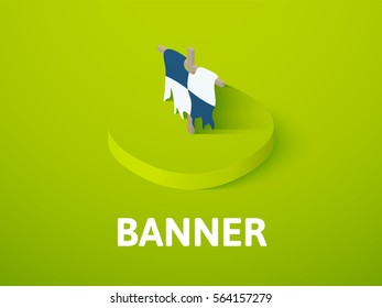 Banner icon, vector symbol in flat isometric style isolated on color background