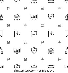 banner icons pattern seamless white background. Included editable outline chart on display, flag, electric circuit, Jackpot, shield, ribbon icons. banner icons for web and mobile.
