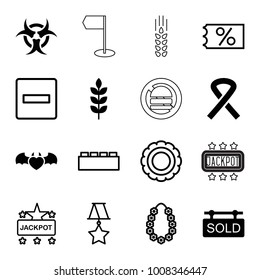 Banner icons. set of 16 editable filled and outline banner icons such as wheat, devil heart with wings, ribbon, sold tag, hazzard, jackpot, minus, ticket on sale