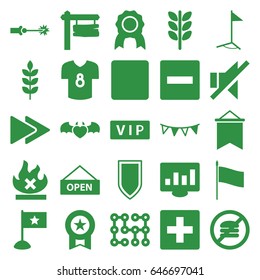 Banner icons set. set of 25 banner filled icons such as wheat, vip, direction board, no fire, devil heart with wings, no sound, stop, fast forward, party flag, flag