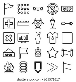 Banner icons set. set of 25 banner outline icons such as vip, wheat, star, no alcohol, no fire, stop, fast forward, party flag, open plate, electric circuit, hazzard, shield