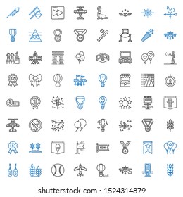 banner icons set. Collection of banner with wheat, billboard, airplane, hot air balloon, baseball, boxing, balloon, medal, new, flags, poster. Editable and scalable banner icons.