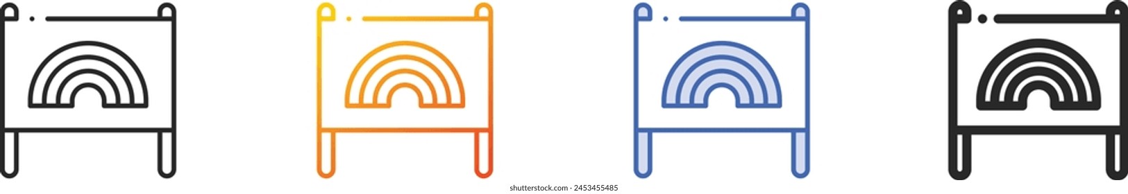 banner icon.Thin Linear, Gradient, Blue Stroke and bold Style Design Isolated On White Background
