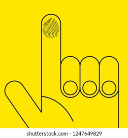 Banner identification by fingerprint, recognition of user. Vector illustration
