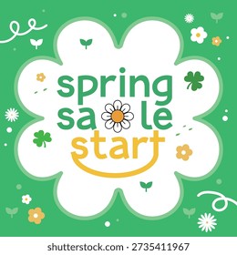 A banner illustration with a background with a spring concept and the phrase 'Spring Event' and a sale coupon.
