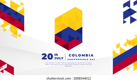 Banner illustration of Colombia independence day celebration. Vector illustration.