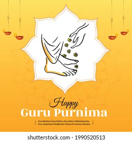 Banner illustration for the Day of honoring celebrating happy guru Purnima.