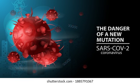 banner illustration for the design, with the inscription warning about a new mutation of the corona virus, SARS-CoV-2