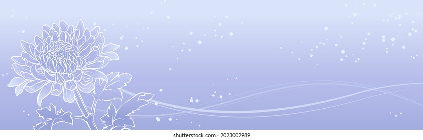 Banner illustration of elegant chrysanthemum flower (pale purple)