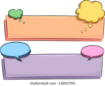 Banner Illustration Featuring Blank Speech Balloons