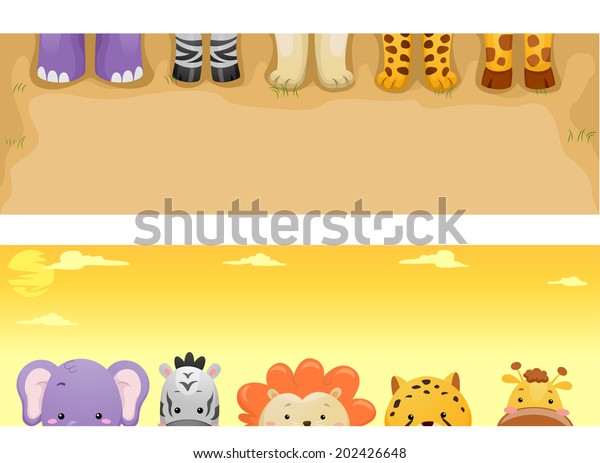 Banner\
Illustration Featuring Cute Safari\
Animals