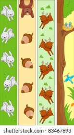 Banner Illustration Featuring Rabbits, Squirrel, Deer and Birds