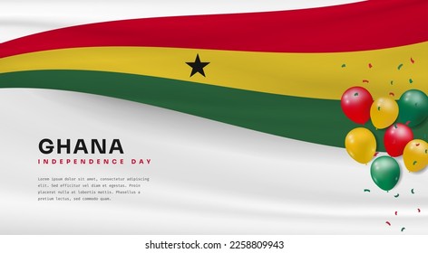 Banner illustration of Ghana independence day celebration with text space. Vector illustration.