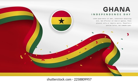 Banner illustration of Ghana independence day celebration with text space. Vector illustration.