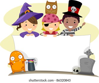 Ilustración de pancartas con un tema de Halloween