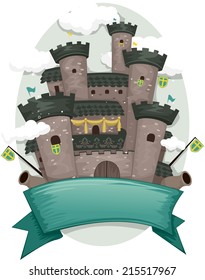 Banner Illustration with a Medieval Castle in the Background