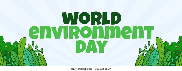 banner illustration with natural leaves world environment day theme	
