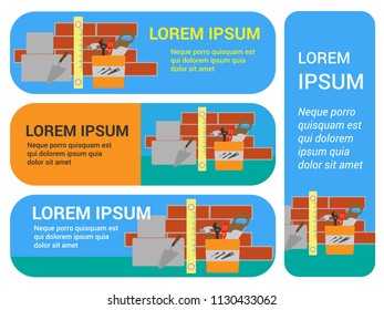 Banner or illustration on repairs with wallpaper and construction tools