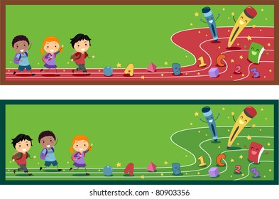 Banner Illustration with a Preschool Theme