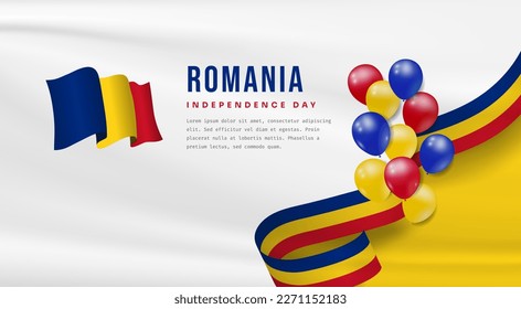 Banner illustration of Romania independence day celebration with text space. Vector illustration.